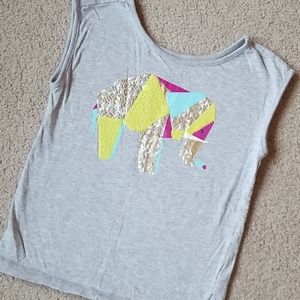 ❤ 4/$20 Crazy 8 Gray Tank Top with Sequin Elephant